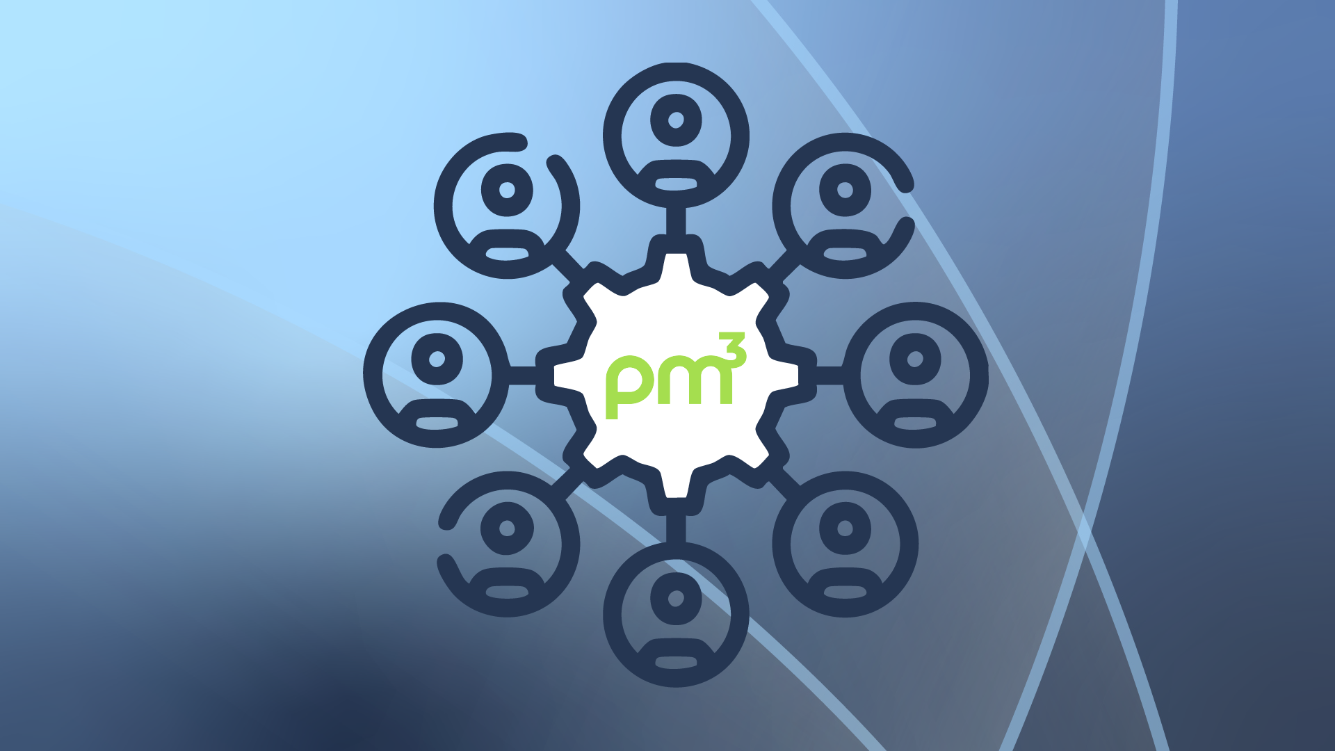 pm3 – organisationens operativsystem blå bakgrund med ikon operativsystem pm3